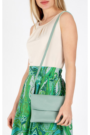 Geantă mică cu design simplu din piele naturală, de culoare Granite green