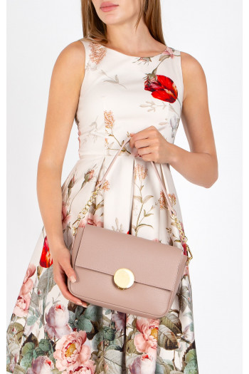 Geantă stilată din piele naturală, de culoare Misty Rose și cataramă sidefată