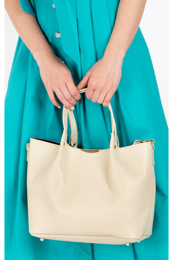 Geantă elegantă pentru damă, cu design simplu și modern, de culoare White Sand