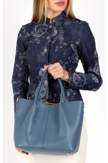 Geantă elegantă de damă, cu design elegant din piele naturală de culoare Blue Heaven [1]