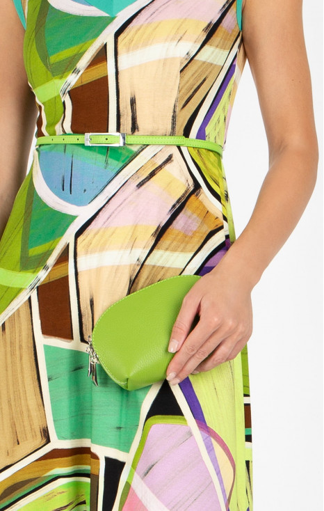 Portfard compact din piele naturală, de culoare Kiwi