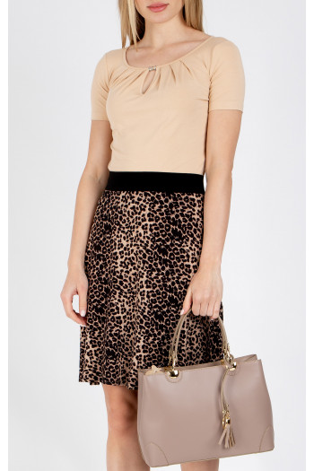 Geantă simplu pentru damă, cu o formă dreptunghiulară tare, din piele naturală, în culoarea Powder [1]