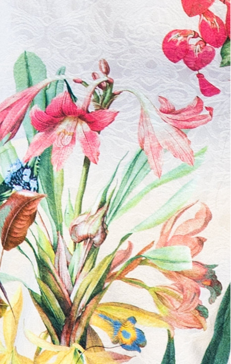 Rochie spectaculoasă cu siluetă mulată din jacquard de bumbac în relief, cu un desen delicat floral