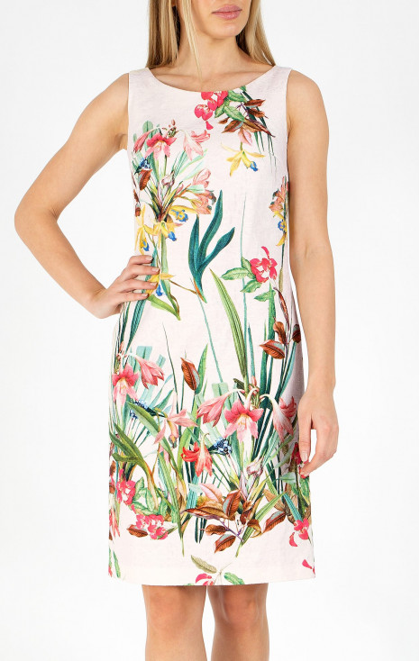 Rochie spectaculoasă cu siluetă mulată din jacquard de bumbac în relief, cu un desen delicat floral