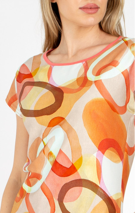 Bluză cu siluetă lejeră și imprimeu grafic într-o gamă modernă de Orange