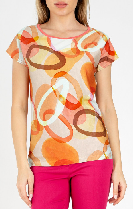 Bluză cu siluetă lejeră și imprimeu grafic într-o gamă modernă de Orange