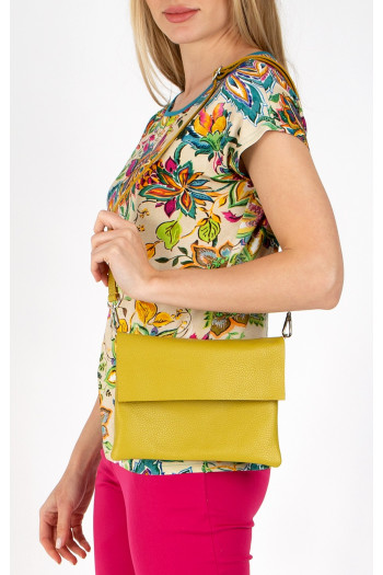 Geantă mică, cu design simplu din piele naturală, de culoare Golden Palm