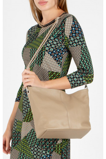 Geantă de damă simplă, din piele naturală, de culoare Dark Beige