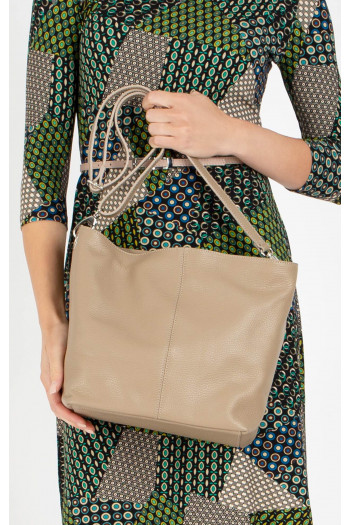 Geantă de damă simplă, din piele naturală, de culoare Dark Beige [1]