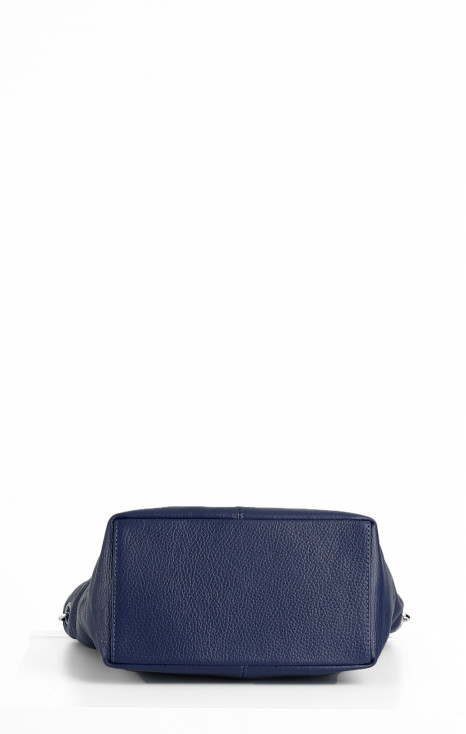 Geantă elegantă de damă din piele naturală moale, în culoarea indigo