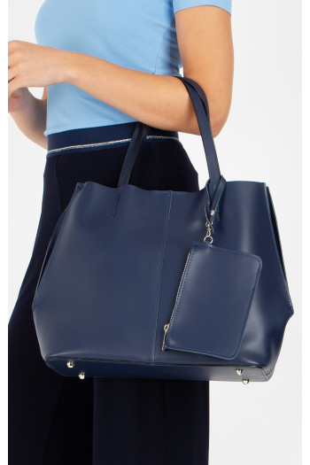 Geantă mare, elegantă, din piele naturală de culoare Indigo [1]