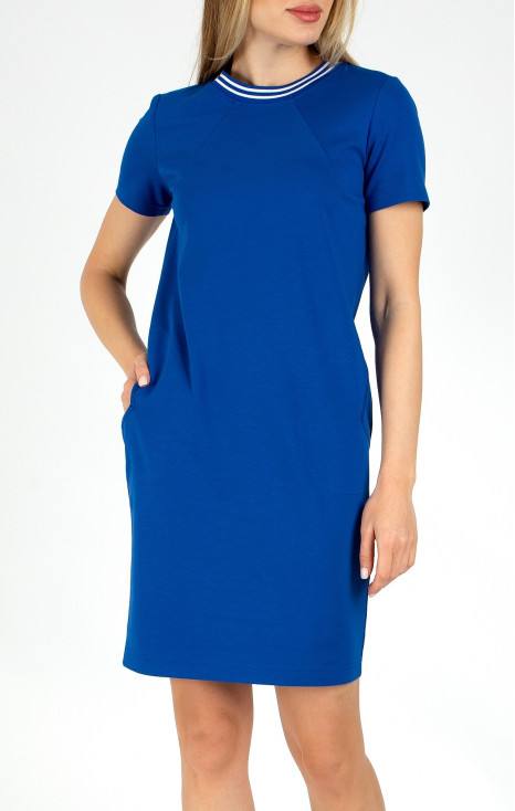 Rochie de zi din tricot de înaltă calitate într-o nuanță rafinată Royal Blue