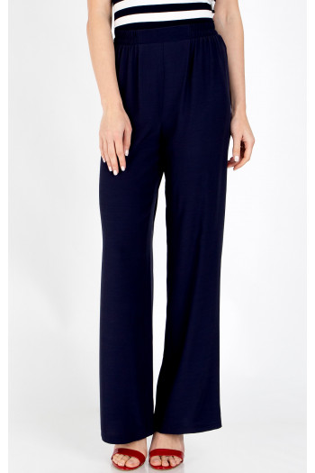 Pantaloni din viscoză de culoare albastru închis 