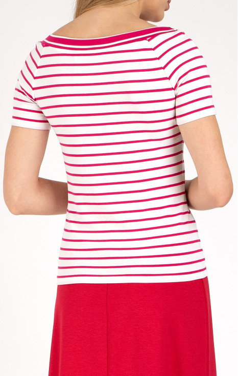 Bluză sport-elegantă cu siluetă ajustată în alb și Fuchsia Rose