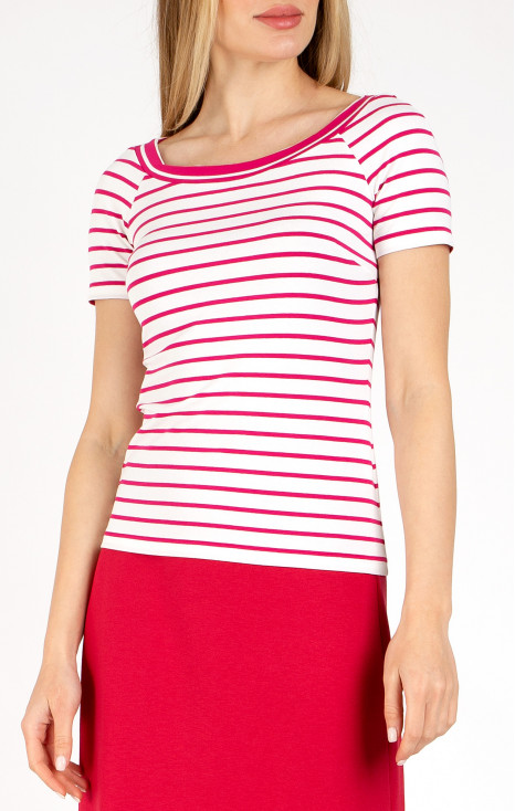 Bluză sport-elegantă cu siluetă ajustată în alb și Fuchsia Rose