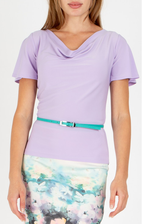 Elegant blouse with a draped neckline in Lavandula