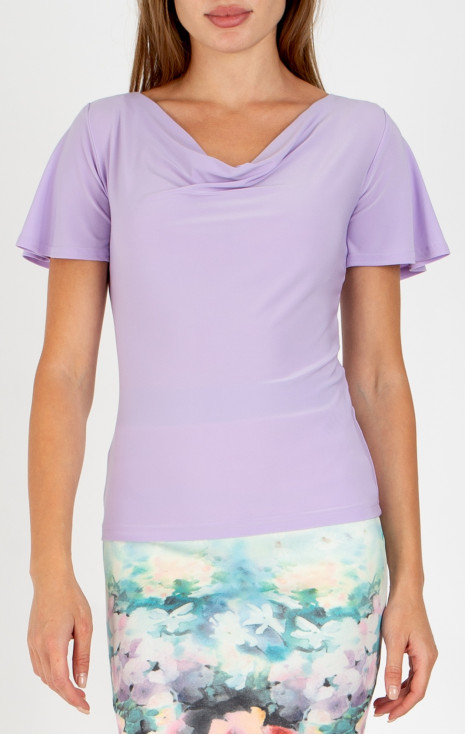 Elegant blouse with a draped neckline in Lavandula
