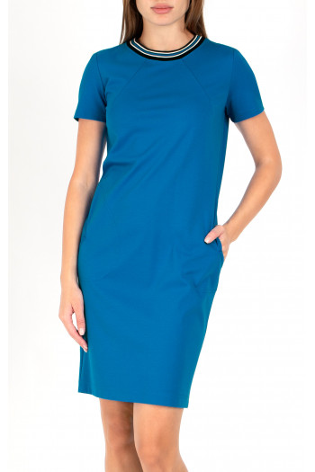 Rochie mini cu buzunare, culoare Azure Blue
