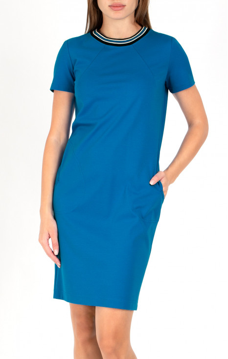 Rochie mini cu buzunare, culoare Azure Blue