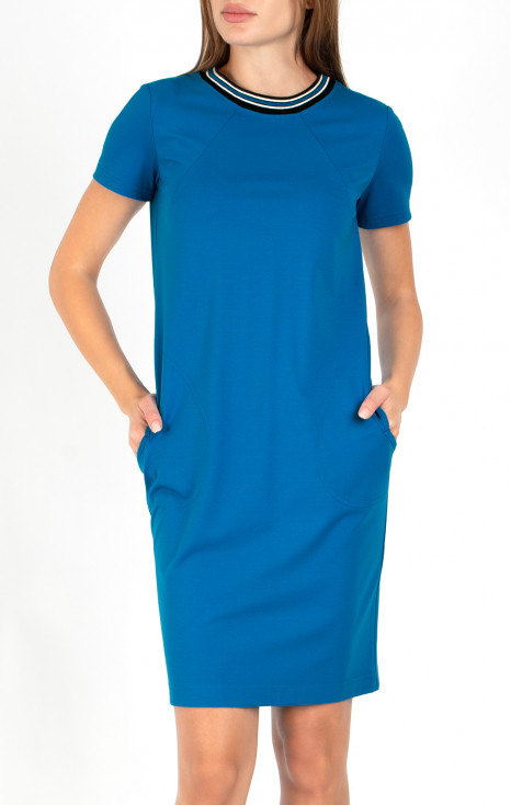 Rochie mini cu buzunare, culoare Azure Blue
