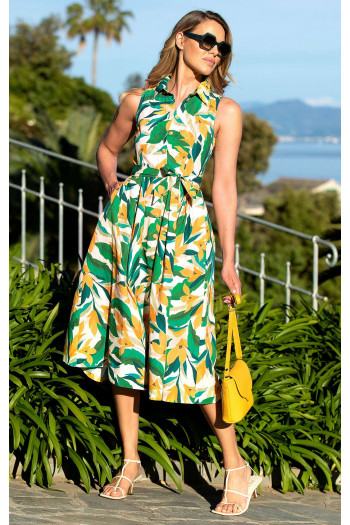 Rochie midi stilată și comodă din 100% bumbac cu imprimeu floral  [1]