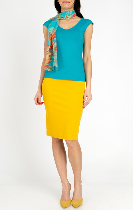 Fustă scurtă din tricot, &icirc;n culoarea Mimosa