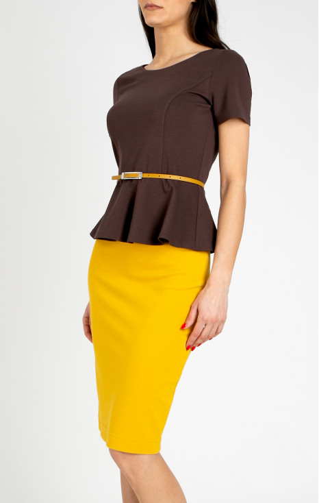 Fustă scurtă din tricot, &icirc;n culoarea Mimosa