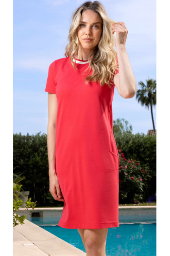 Rochie casual din tricot într-o culoare coral vibrantă  [1]