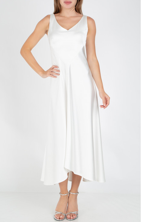 Rochie formală din satin solid, de culoare Pure White