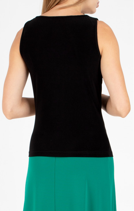 Elegant blouse with a draped neckline in black
