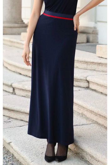 Fustă maxi din jerseu solid, de culoare Dark Navy Blue