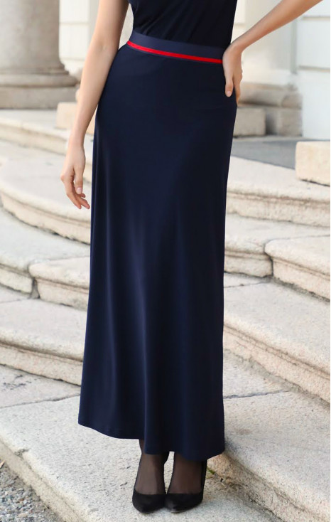 Fustă maxi din jerseu solid, de culoare Dark Navy Blue