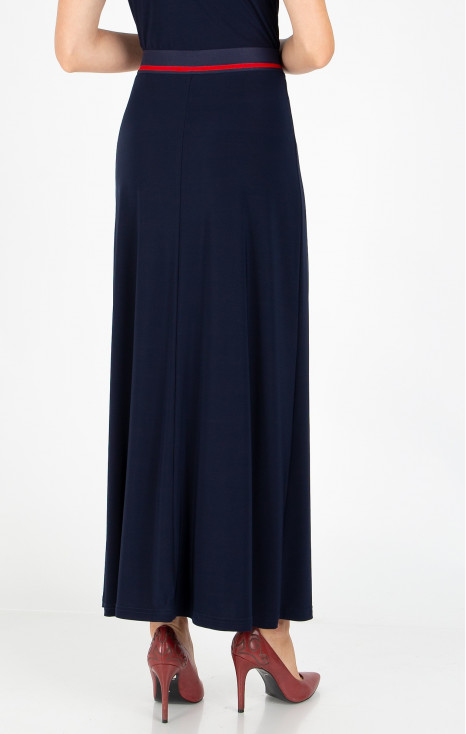 Fustă maxi din jerseu solid, de culoare Dark Navy Blue