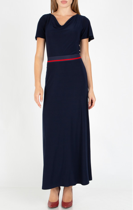 Fustă maxi din jerseu solid, de culoare Dark Navy Blue