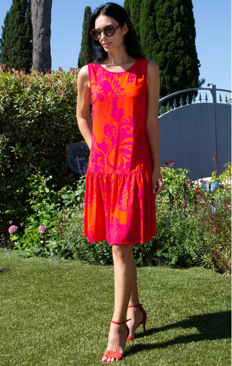 Summer dress in viscose with Vibrant Fuchsia Print