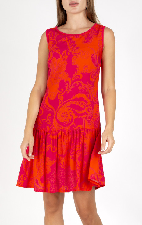 Summer dress in viscose with Vibrant Fuchsia Print