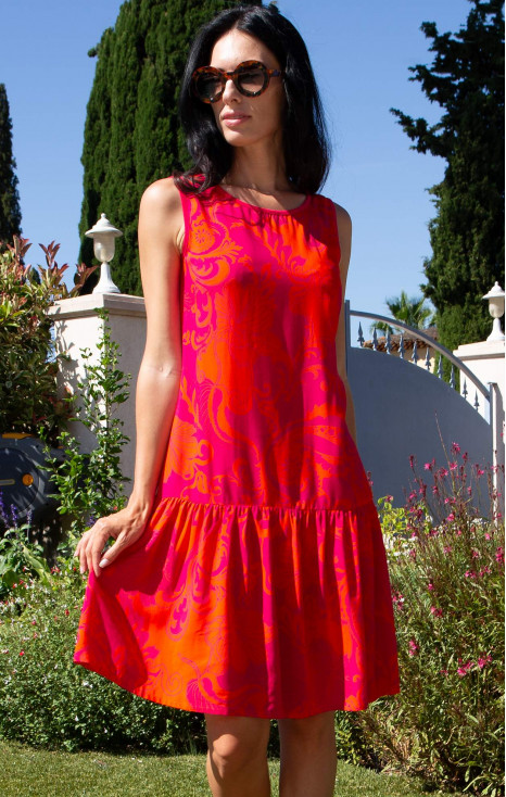 Summer dress in viscose with Vibrant Fuchsia Print