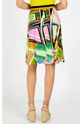 Fustă scurtă cloș cu imprimeu geometric în culoarea Paradise Green [1]