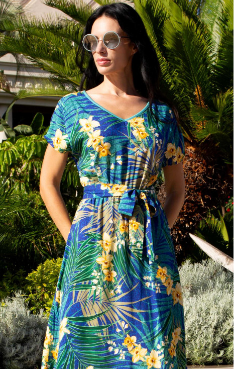 Dress in lightweight viscose with Tropical Breeze Print