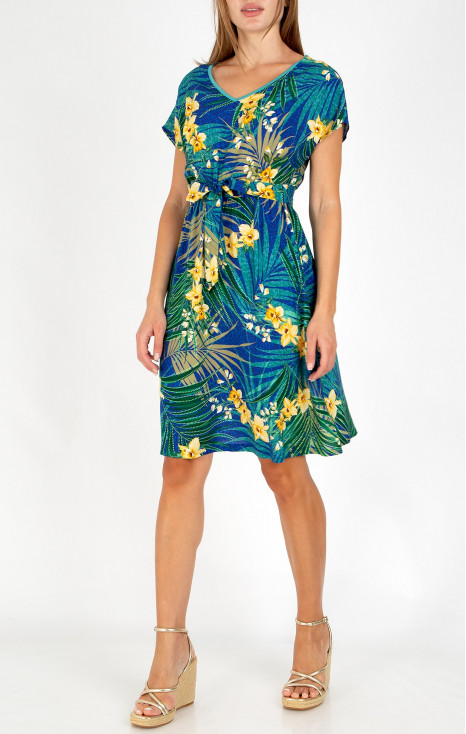 Dress in lightweight viscose with Tropical Breeze Print