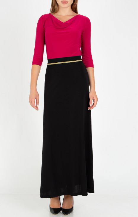Fustă lungă din jerseu solid, de culoare neagră