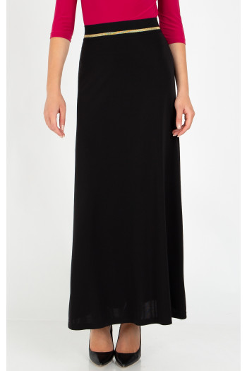Fustă lungă din jerseu solid, de culoare neagră
