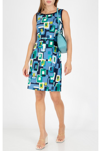 Rochie cu imprimeu geometric în culoarea Cornflower Blue