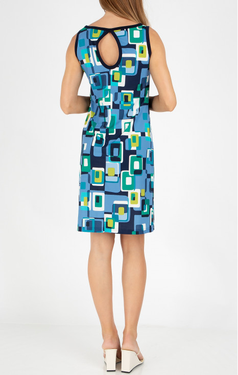 Rochie cu imprimeu geometric &icirc;n culoarea Cornflower Blue