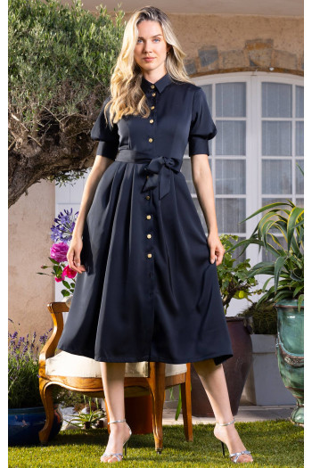 Rochie midi tip cămașă, de culoare Black Onyx