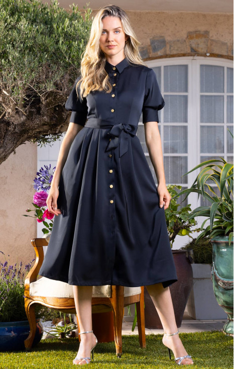 Rochie midi tip cămașă, de culoare Black Onyx