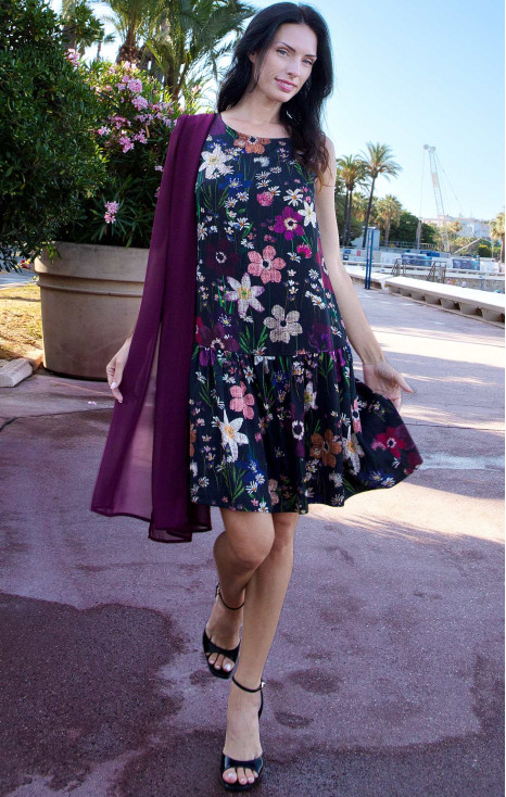 Satin Viscose Dress &ndash; Amethyst Garden