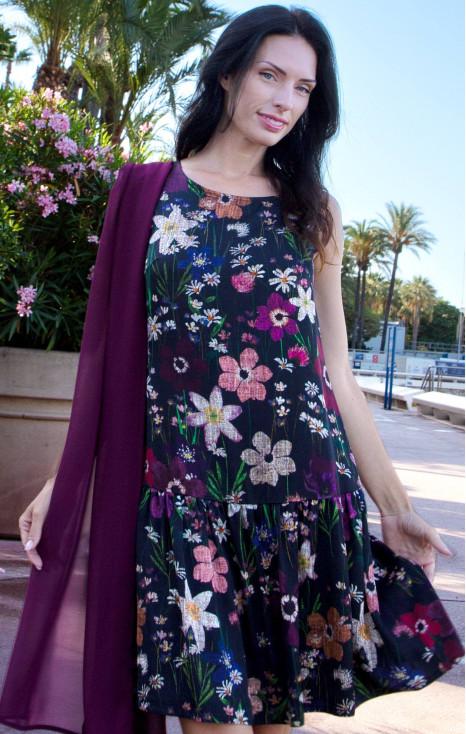 Satin Viscose Dress &ndash; Amethyst Garden