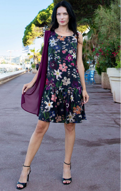Satin Viscose Dress &ndash; Amethyst Garden