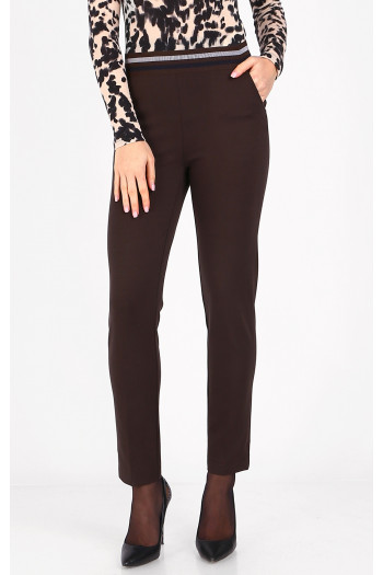 Pantaloni eleganți din tricot compact, în culoarea Black Coffee